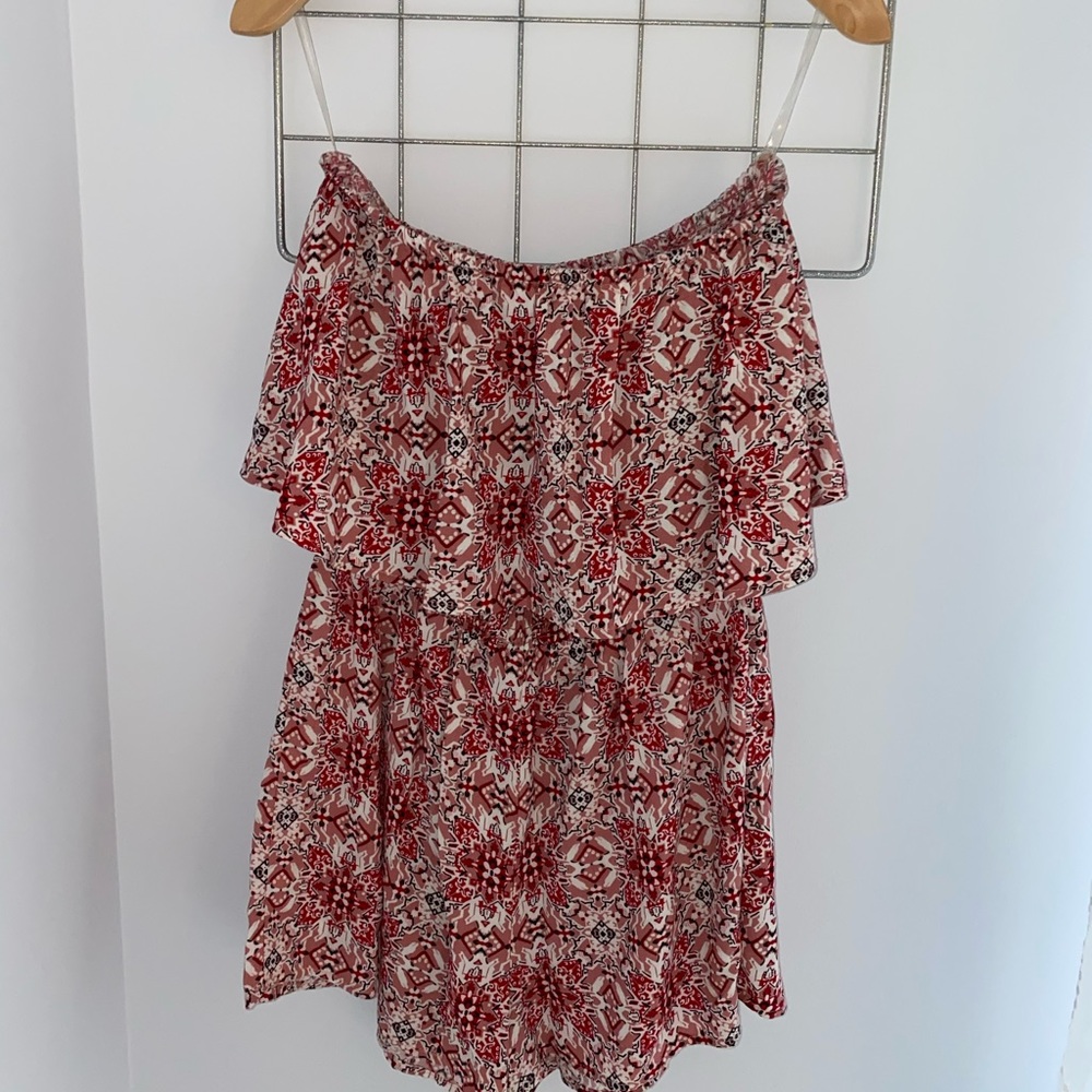 Rue21 pink printed ruffle romper